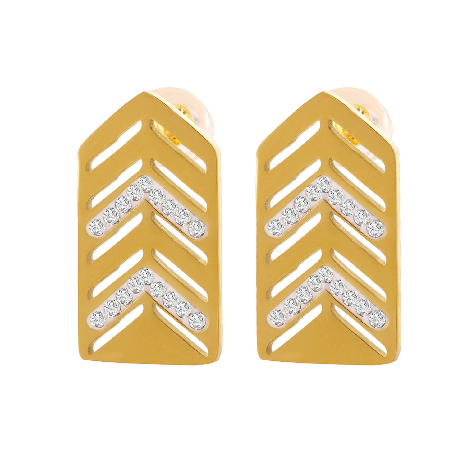 Stainless Steel Diamond Hollow Inlay Czech Diamond Stud Earrings