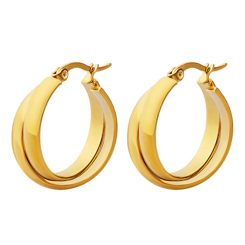 Women's Stainless Steel Double U Shape Hoop Earrings