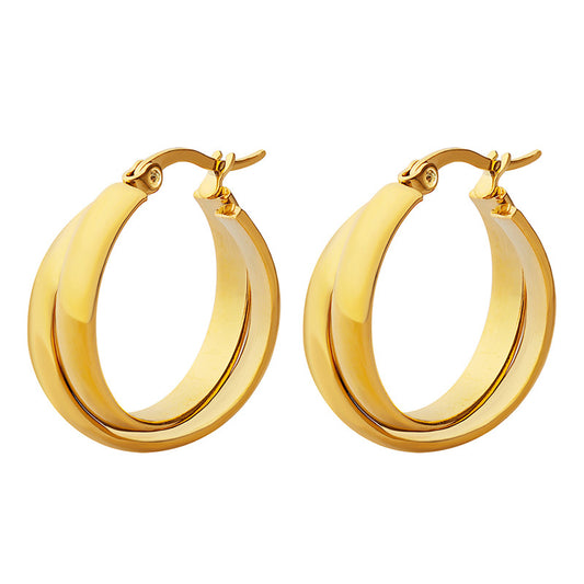Women's Stainless Steel Double U Shape Hoop Earrings