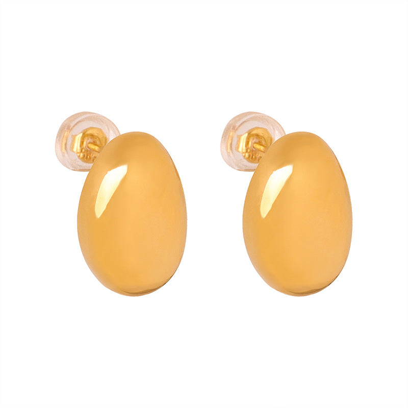 Stainless Steel Oval Polished Stud Earrings