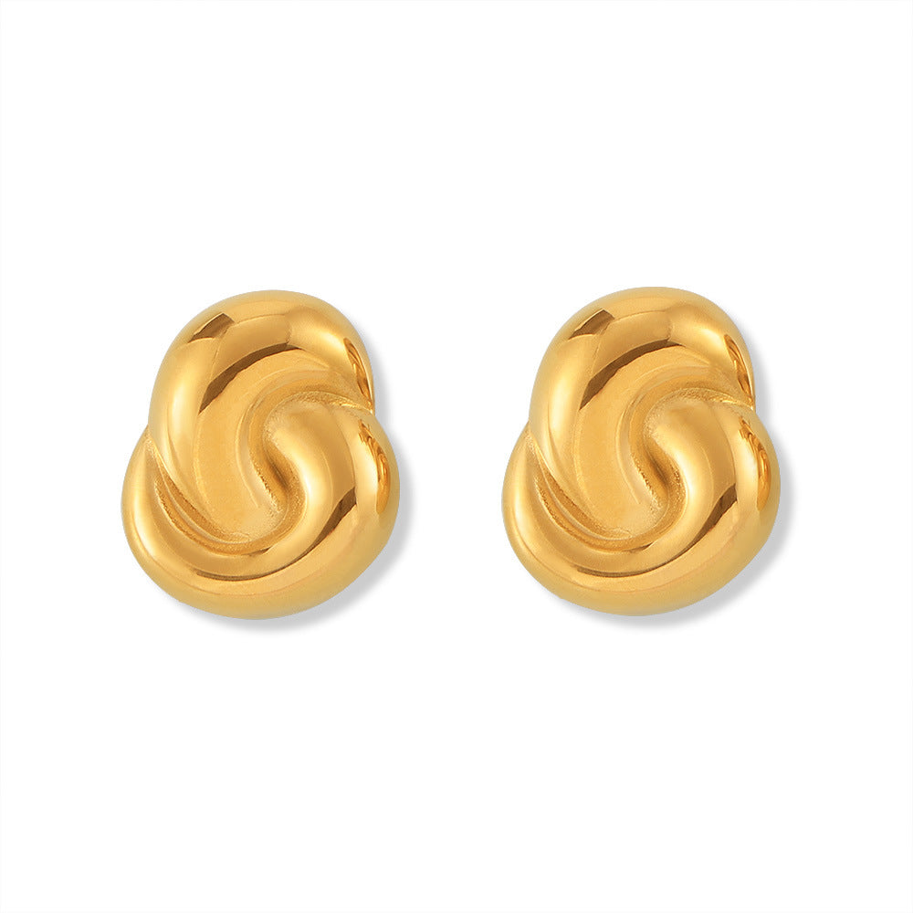Double Ring Stitching Stainless Steel Stud Earrings