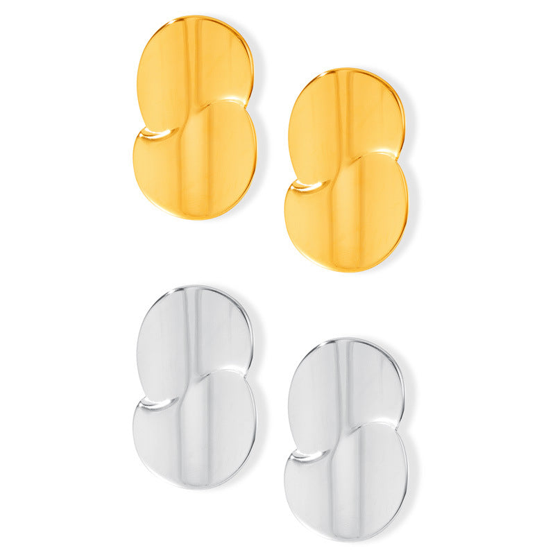 Stainless Steel Double Layer Water Drop Stitching Stud Earrings