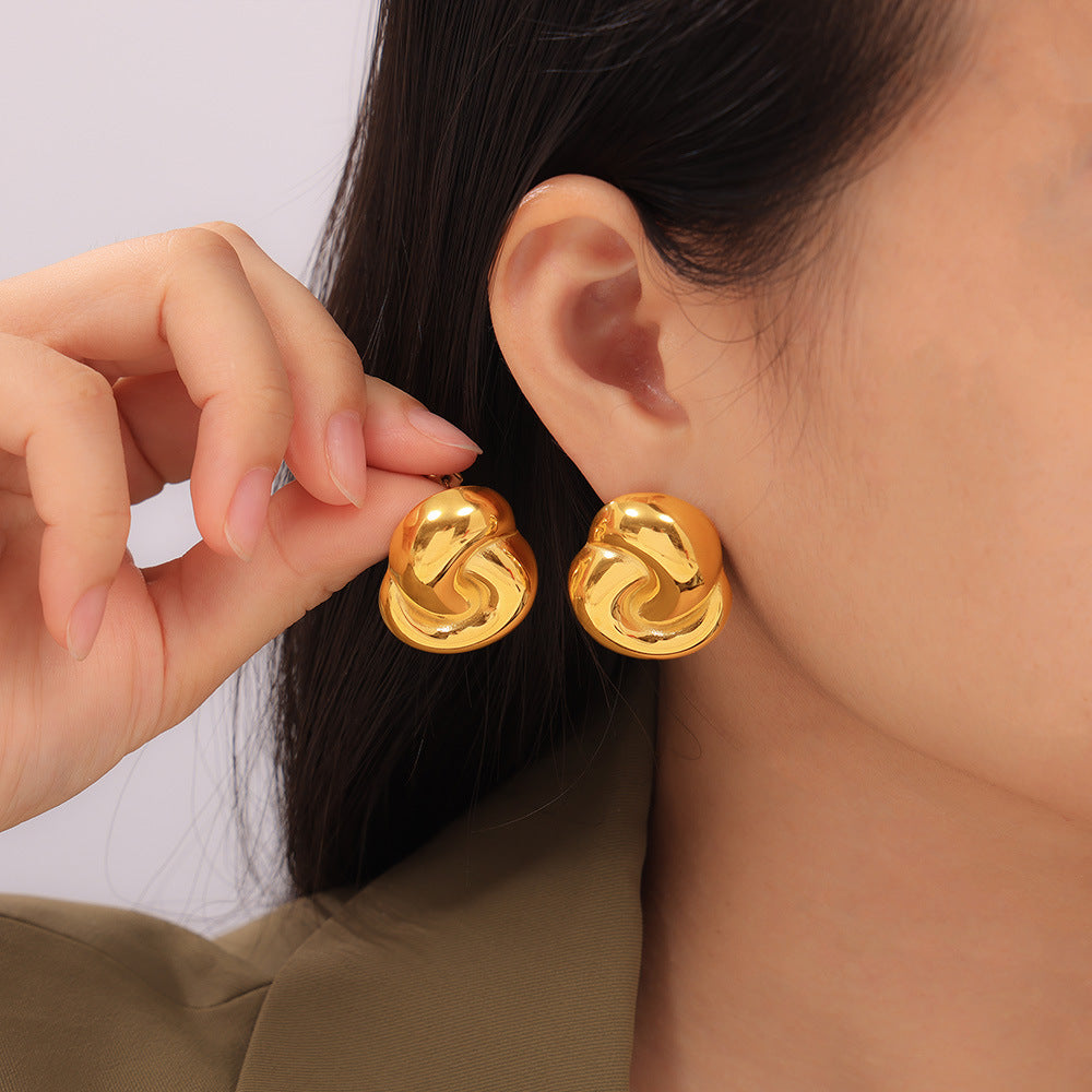 Double Ring Stitching Stainless Steel Stud Earrings