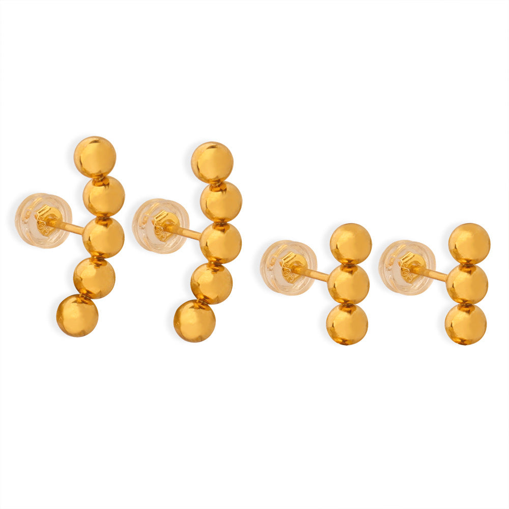 Stainless Steel Round Beads Combination Stud Earrings