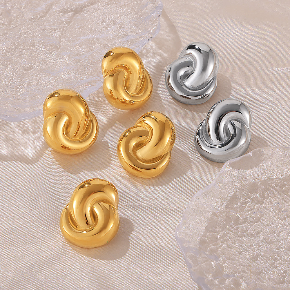 Double Ring Stitching Stainless Steel Stud Earrings