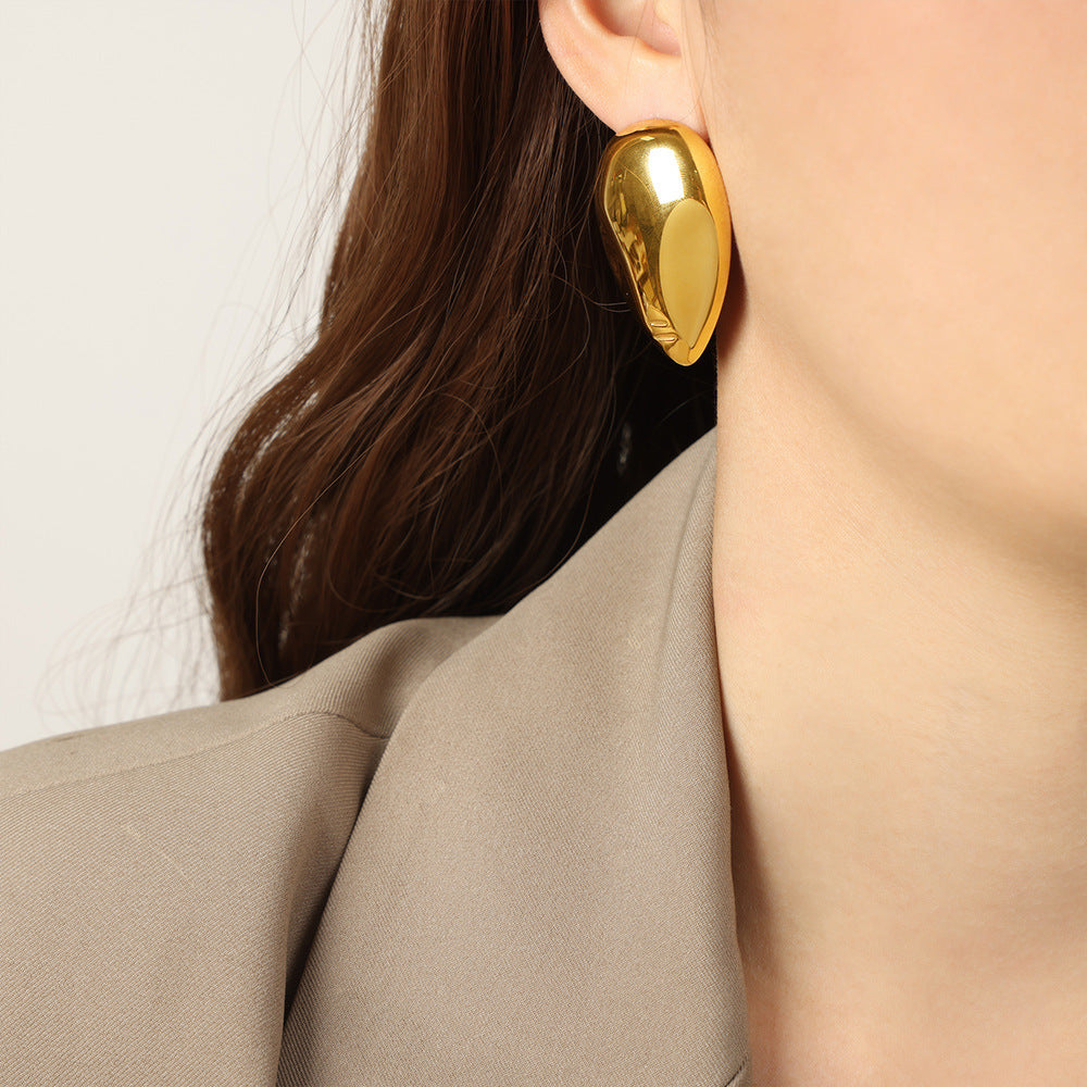 Stainless Steel Inverted Water Drop Stud Earrings