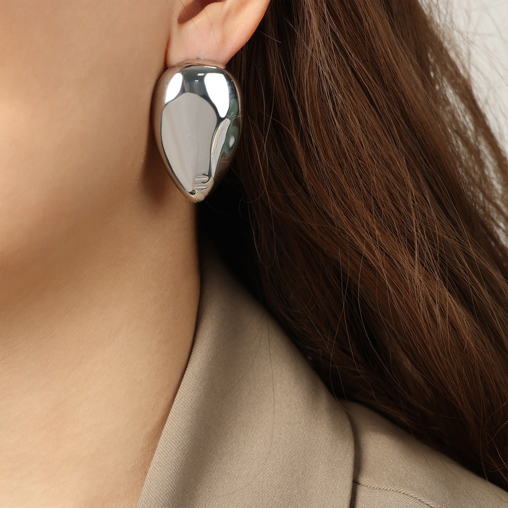 Stainless Steel Inverted Water Drop Stud Earrings