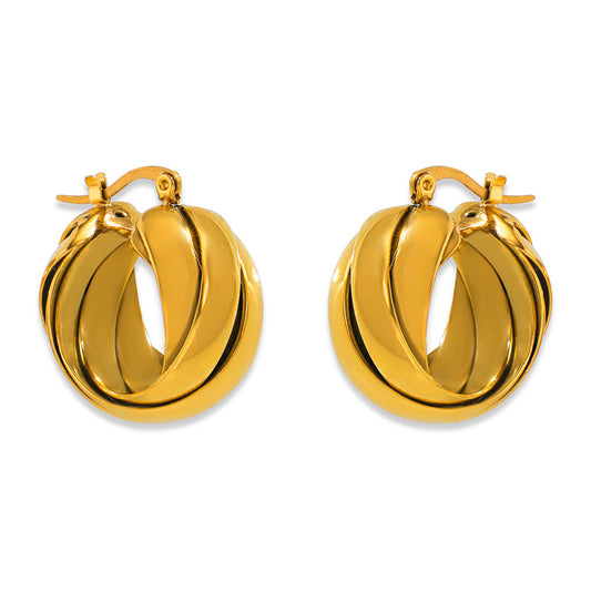 Stainless Steel Multi-layered Twisted Braided Hoop Earrings