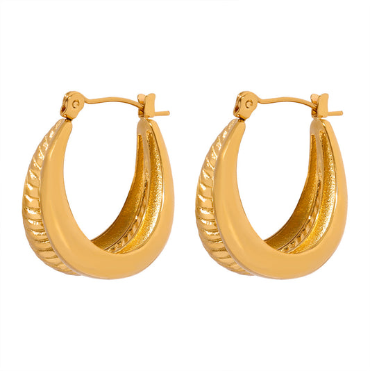 Stainless Steel Twill Hoop Earrings