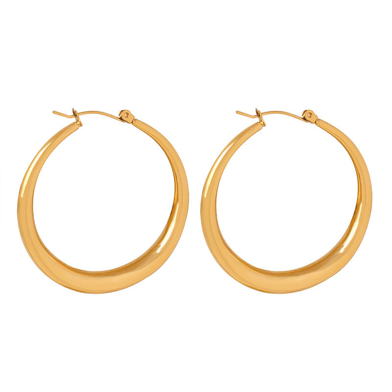 Stainless Steel Large Round Hoop Earrings