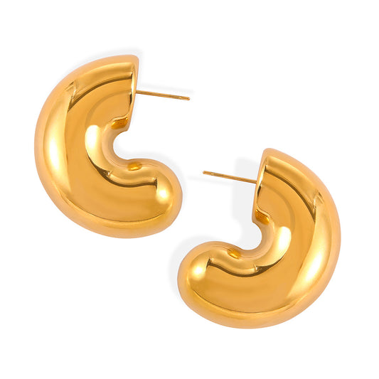 Chunky Polished Stainless Steel Hoop Earrings