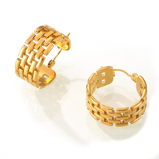 Stainless Steel Multi-layer Hollow Chain Shape Hoop Earrings