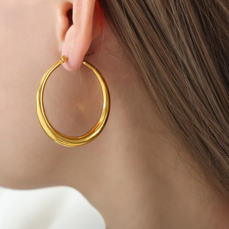 Stainless Steel Large Round Hoop Earrings