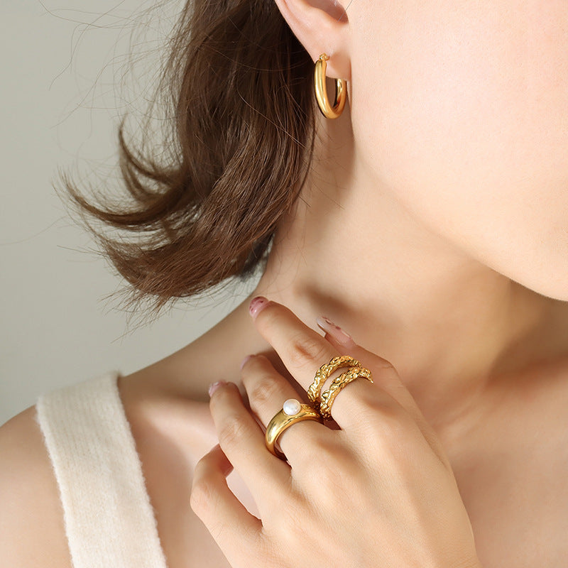 Stainless Steel 18K Gold PVD Polished Hoop Earrings