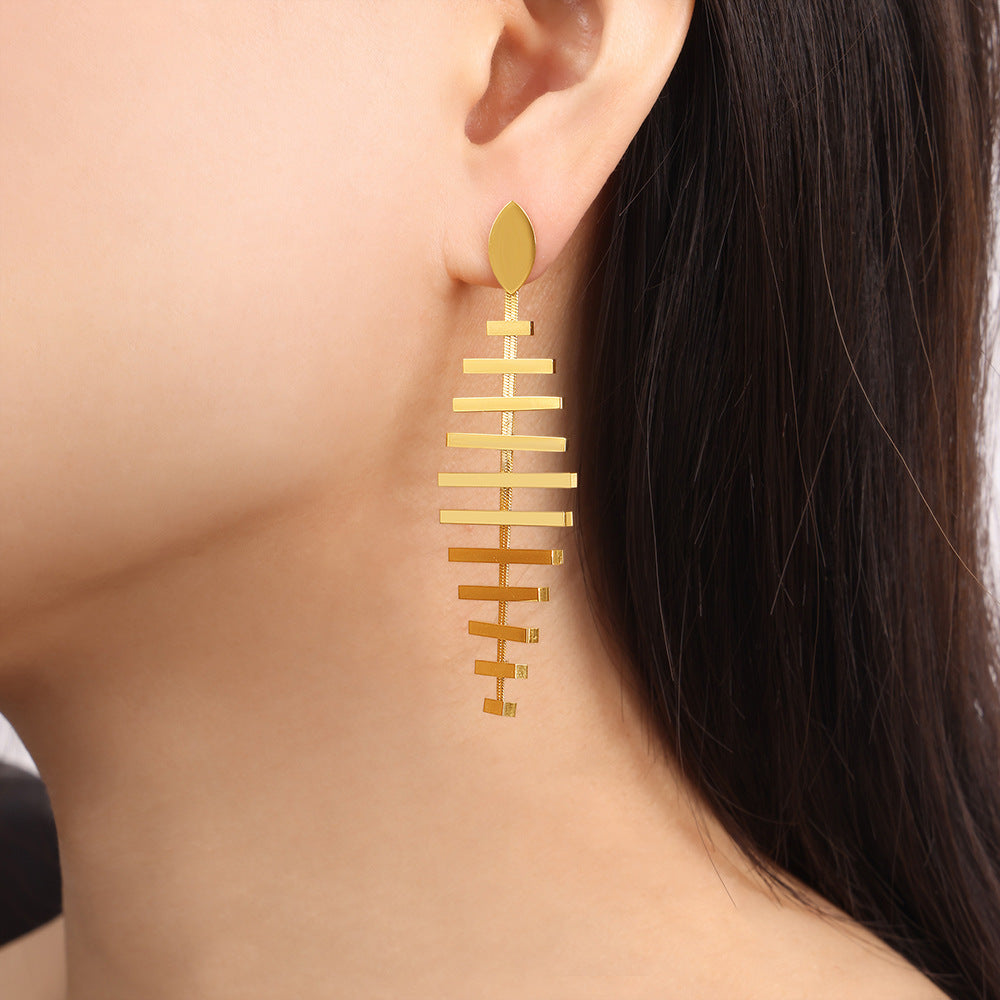 Herringbone Stainless Steel Drop Earrings