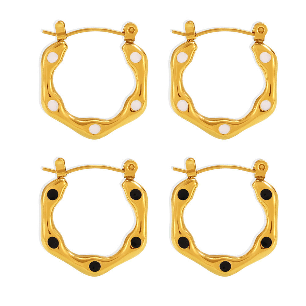 Stainless Steel Round Drip Oil Earrings