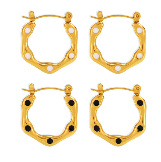 Stainless Steel Round Drip Oil Earrings