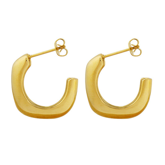 18K Gold PVD Stainless Steel Simple Hoop Earrings