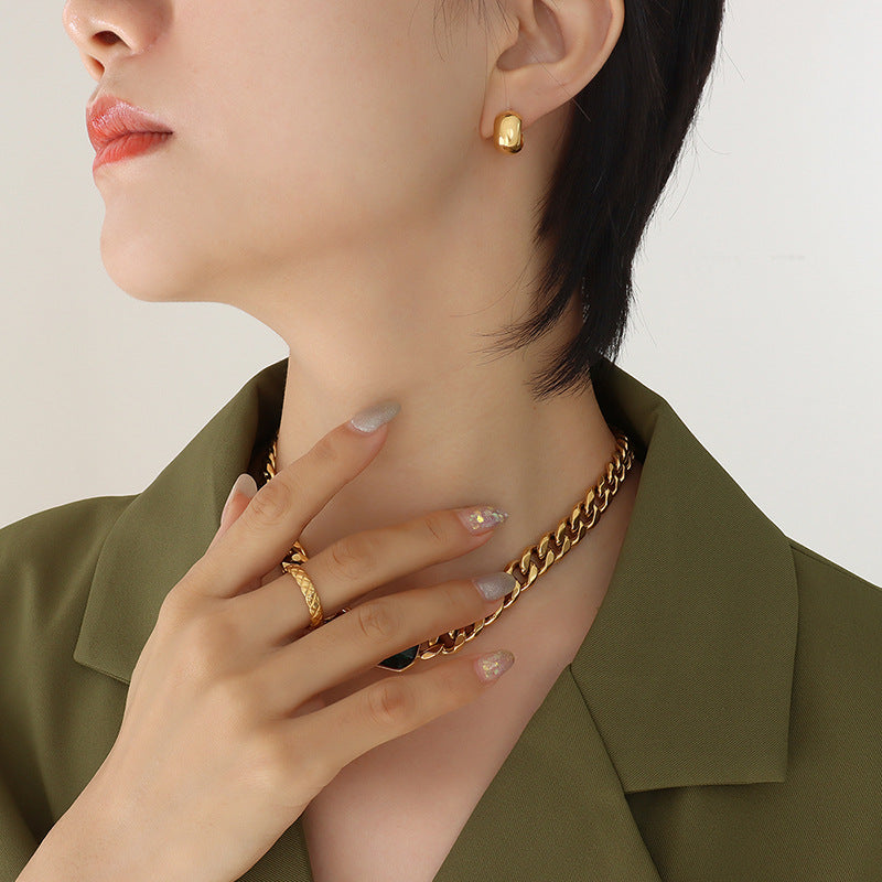 18K Gold PVD Stainless Steel Minimalist Hoop Earrings