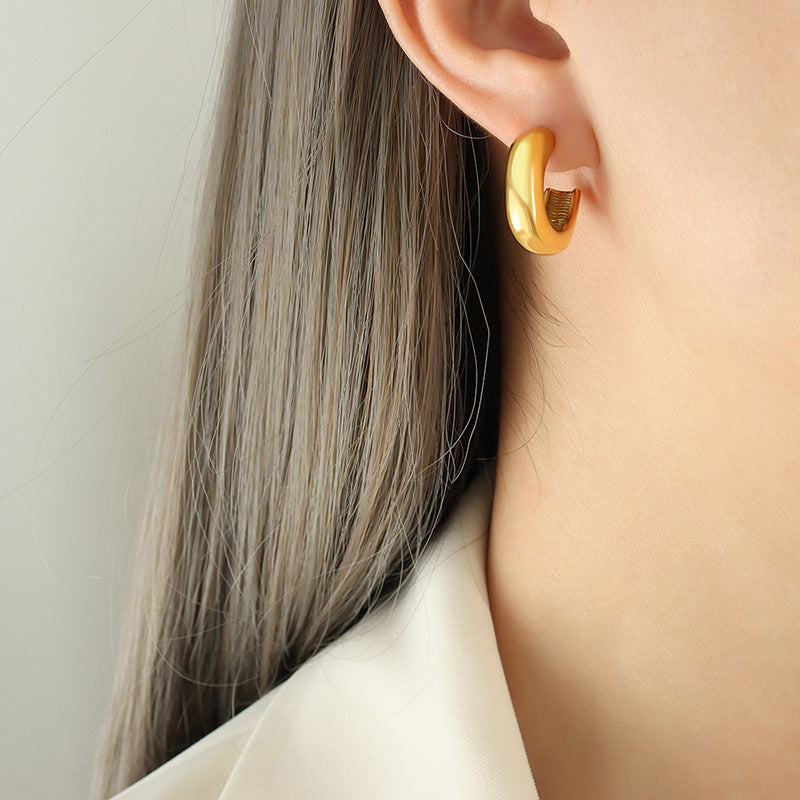 18K Gold PVD Stainless Steel Simple Hoop Earrings