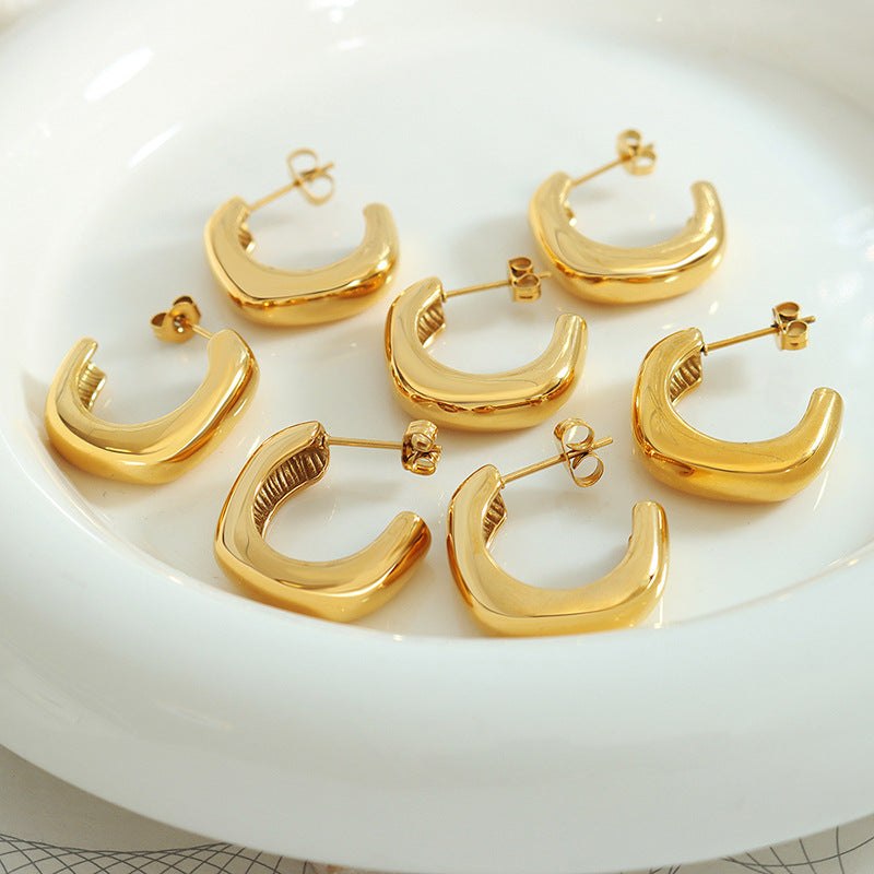18K Gold PVD Stainless Steel Simple Hoop Earrings