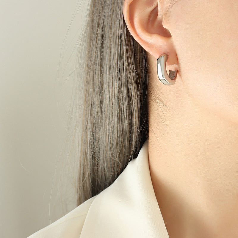 18K Gold PVD Stainless Steel Simple Hoop Earrings