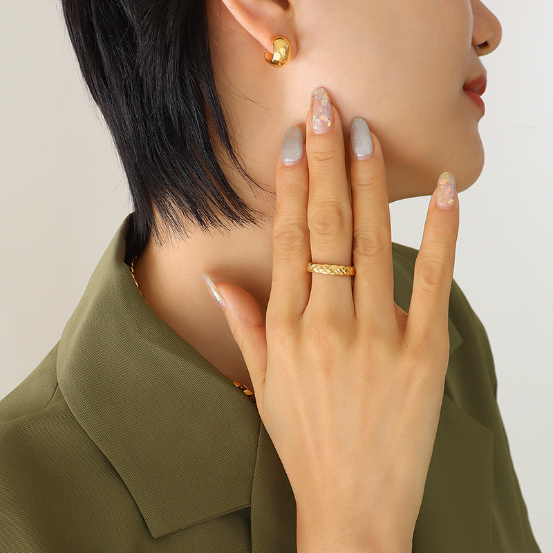 18K Gold PVD Stainless Steel Minimalist Hoop Earrings