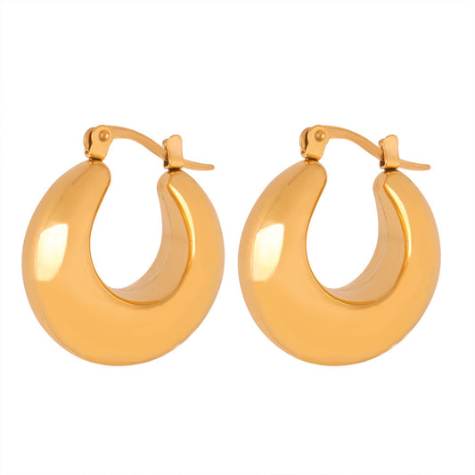 Stainless Steel Hoop Polished Women's Earrings