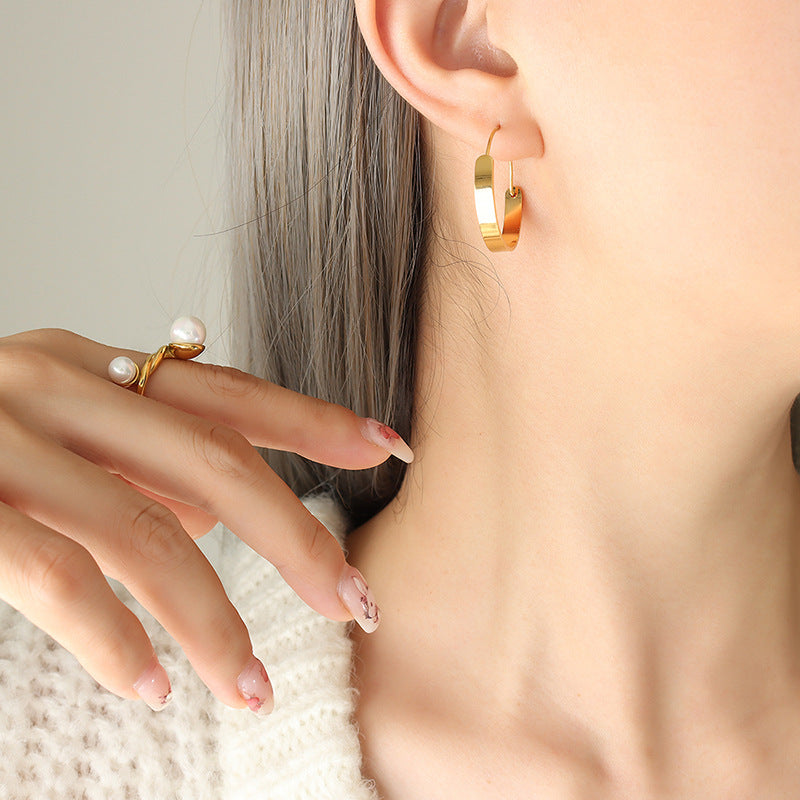 Stainless Steel Simple Thin Hoop Earrings