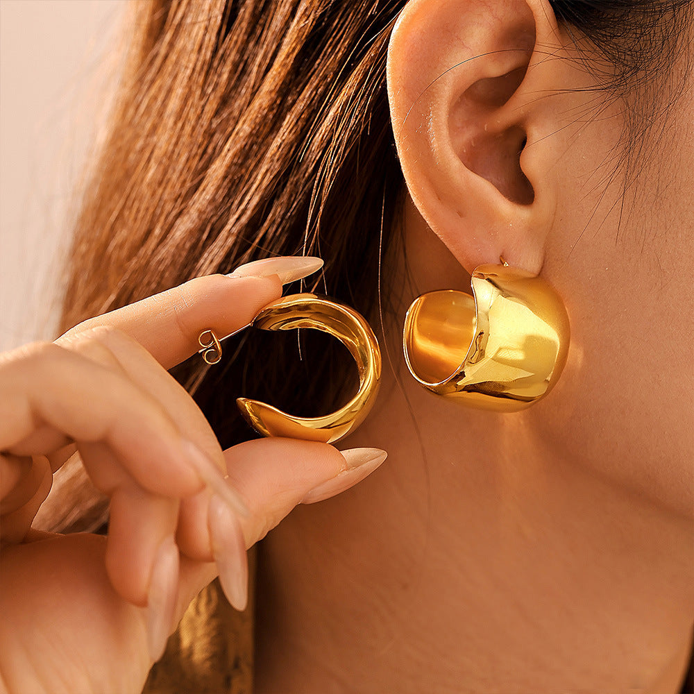 Stainless Steel Chunky Hoop Earrings
