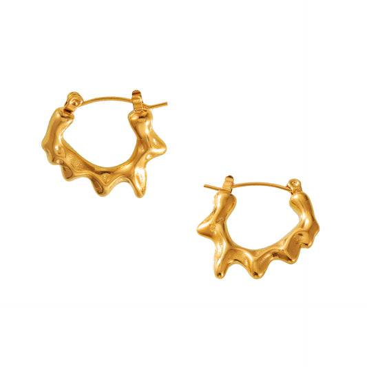 Stainless Steel Geometric Melt Texture Hoop Earrings