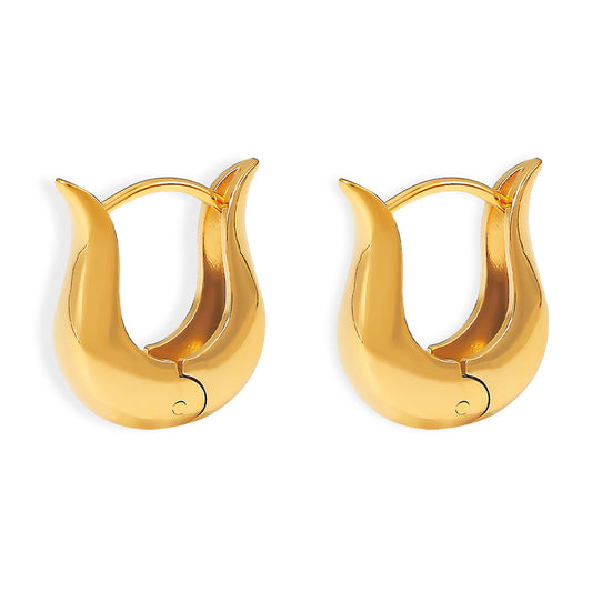 Stainless Steel Tulip Design Hoop Earrings