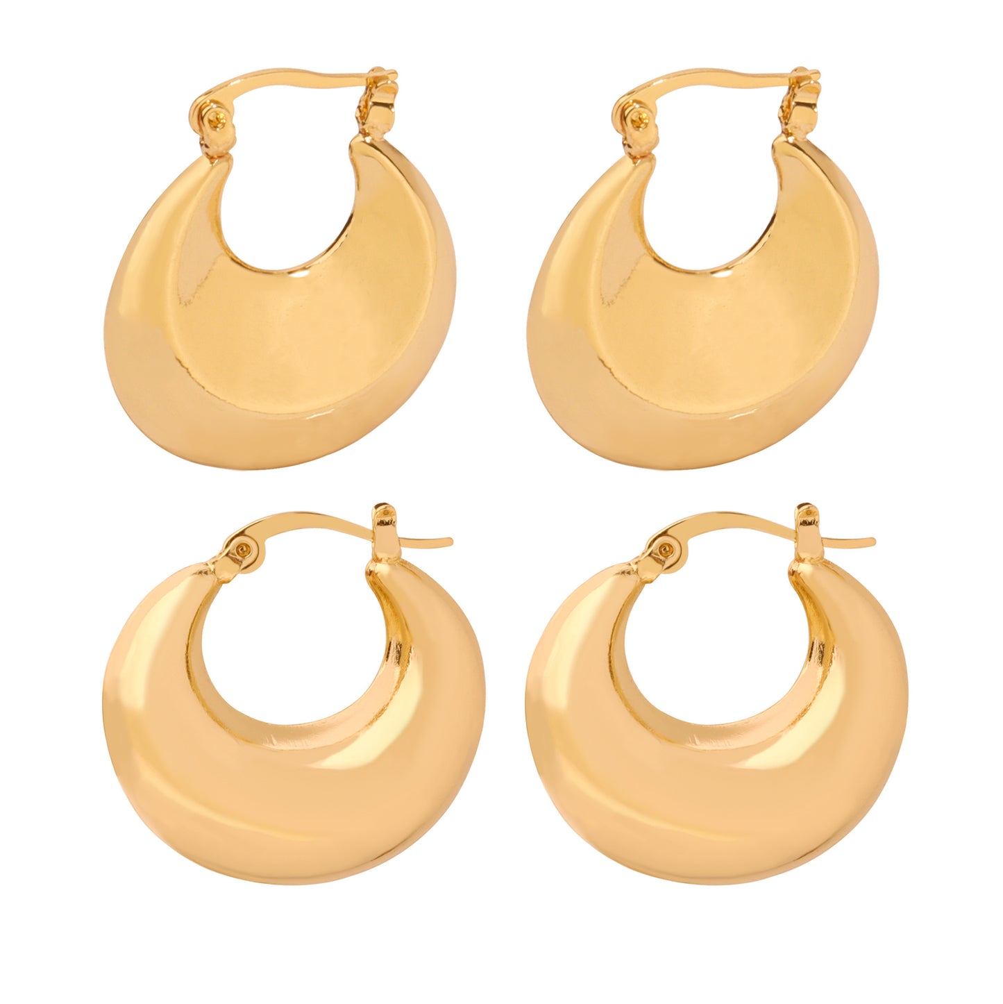18K Gold PVD Polished Stainless Steel Hoop Earrings