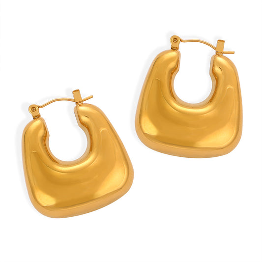 Stainless Steel Square Hoop Polished Earrings