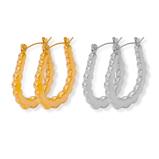 Stainless Steel Round Stitching Hoop Earrings