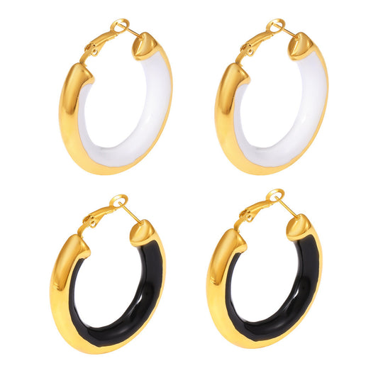 Drip Oil Stainless Steel Hoop Earrings