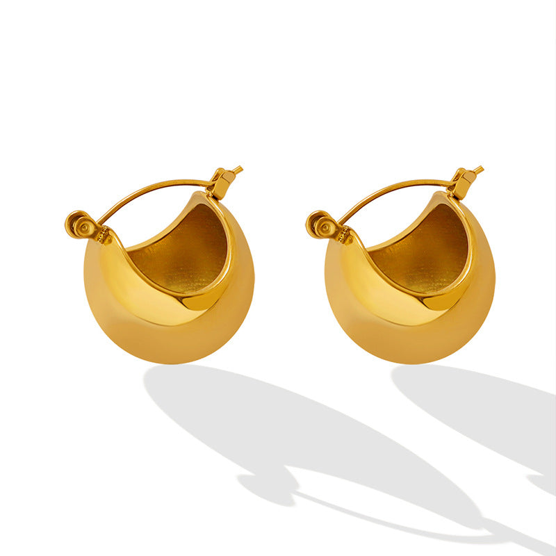 Hollow Stainless Steel Polished Hoop Earrings