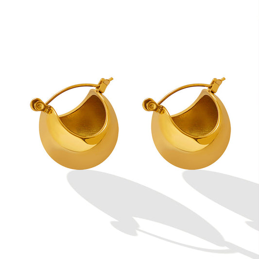 Hollow Stainless Steel Polished Hoop Earrings