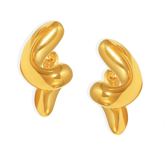 Stainless Steel Polished Minimalist Spiral Hoop Earrings