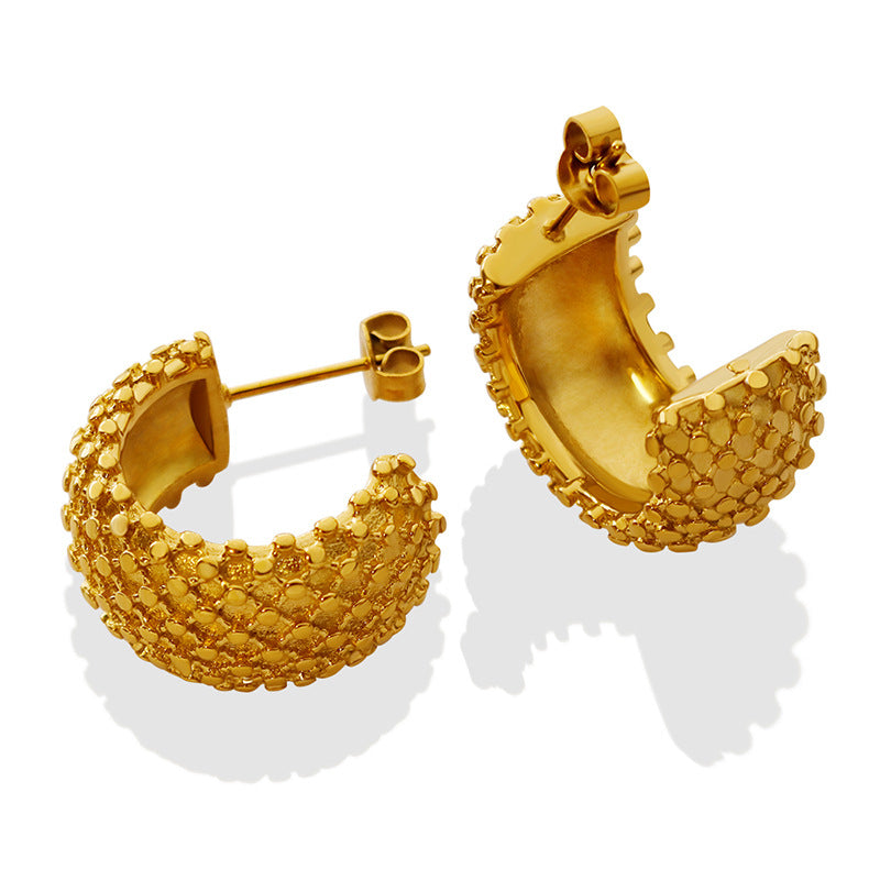 Stainless Steel Diamond Lattice Hoop Earrings