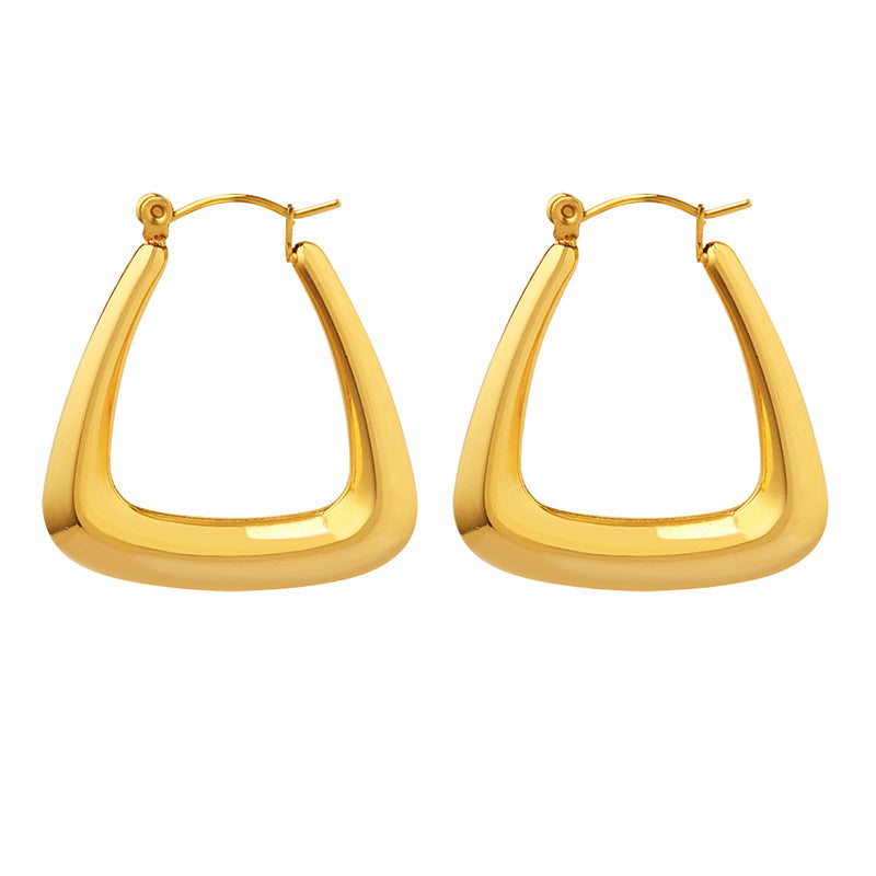 18K Gold PVD Stainless Steel Rectangular Hoop Earrings