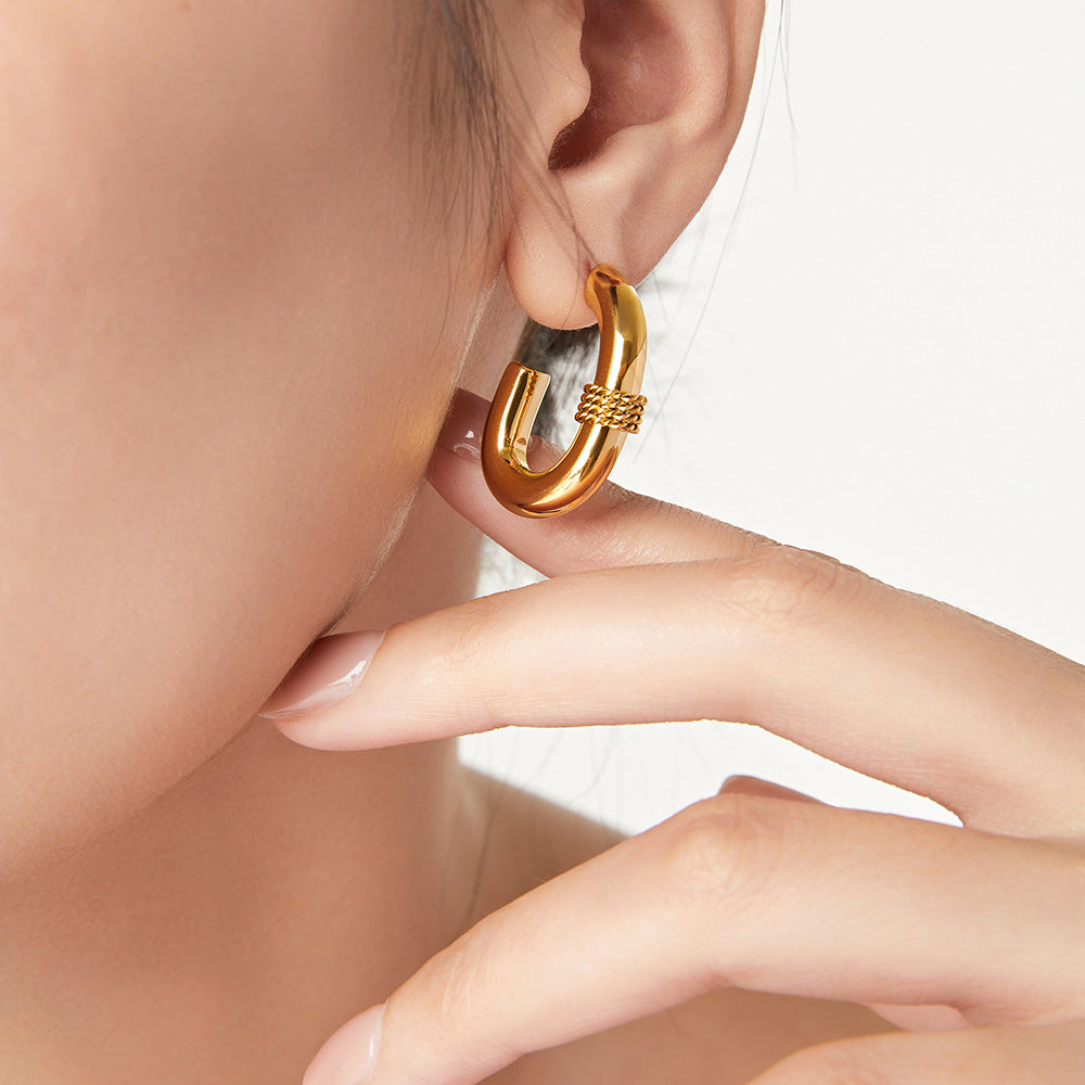 Stainless Steel Braided Wrap Design Hoop Earrings
