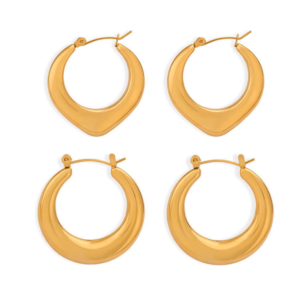Stainless Steel Polished Statement Hoop Earrings