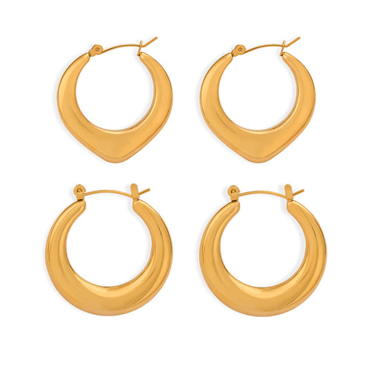 Stainless Steel Polished Statement Hoop Earrings
