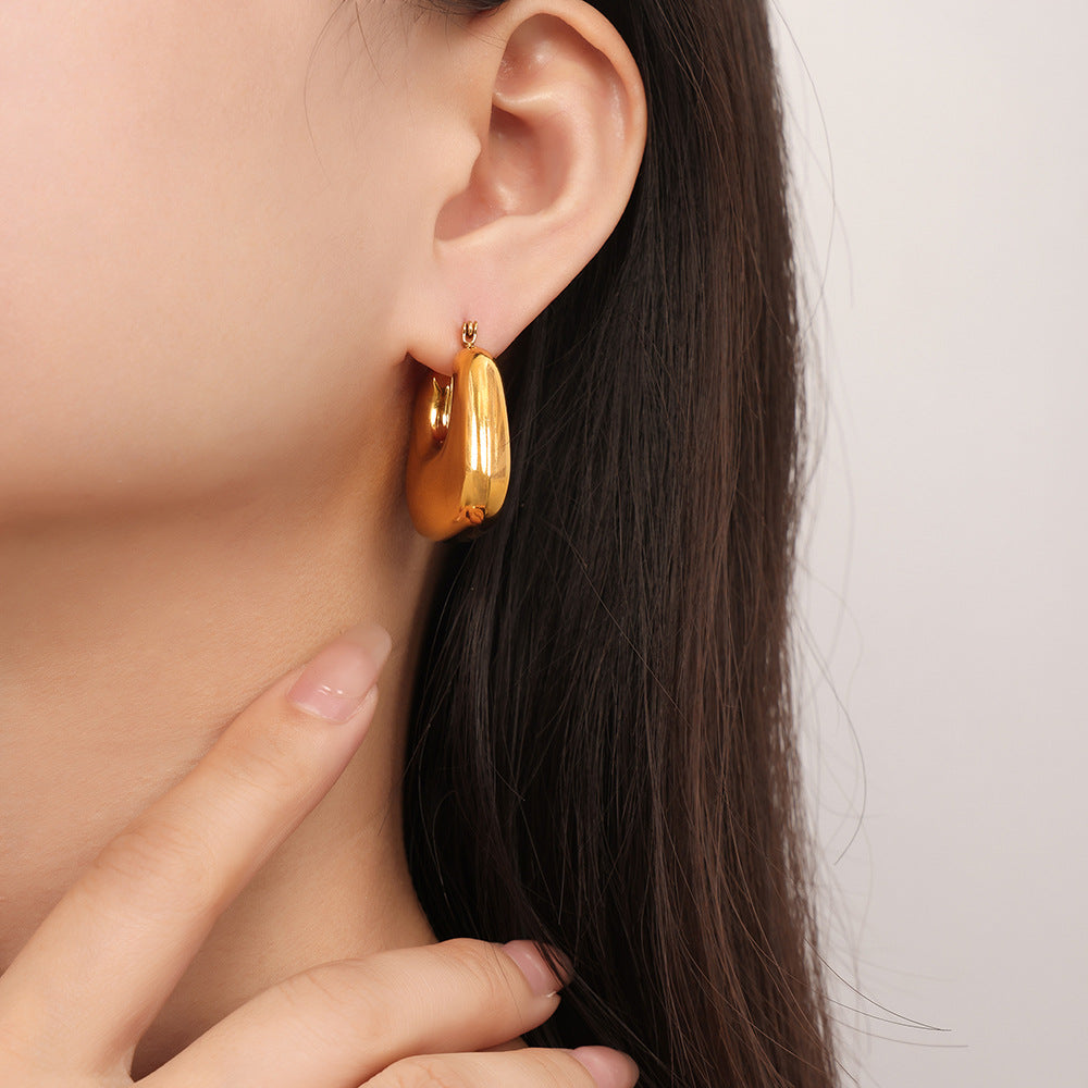 Stainless Steel Square Hoop Polished Earrings