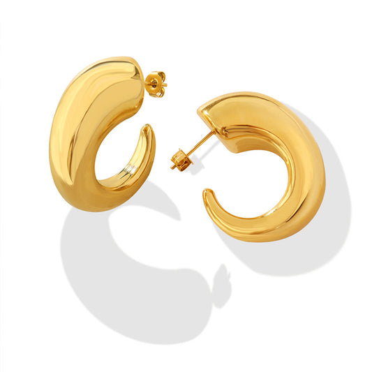 18K Gold PVD Stainless Steel Polished Hoop Earrings