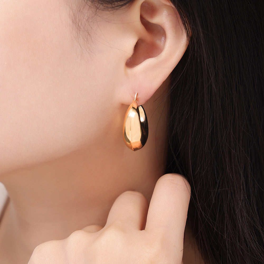 18K Gold PVD Polished Stainless Steel Hoop Earrings