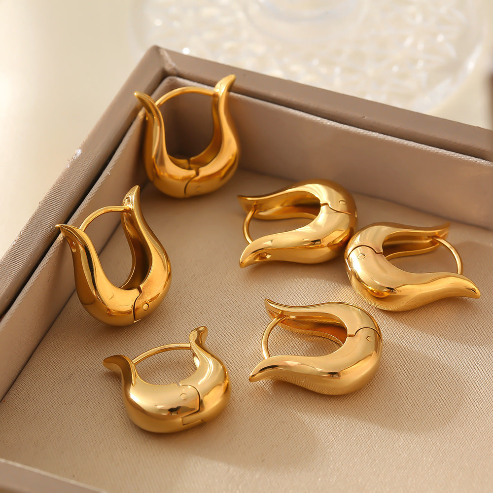 Stainless Steel Tulip Design Hoop Earrings