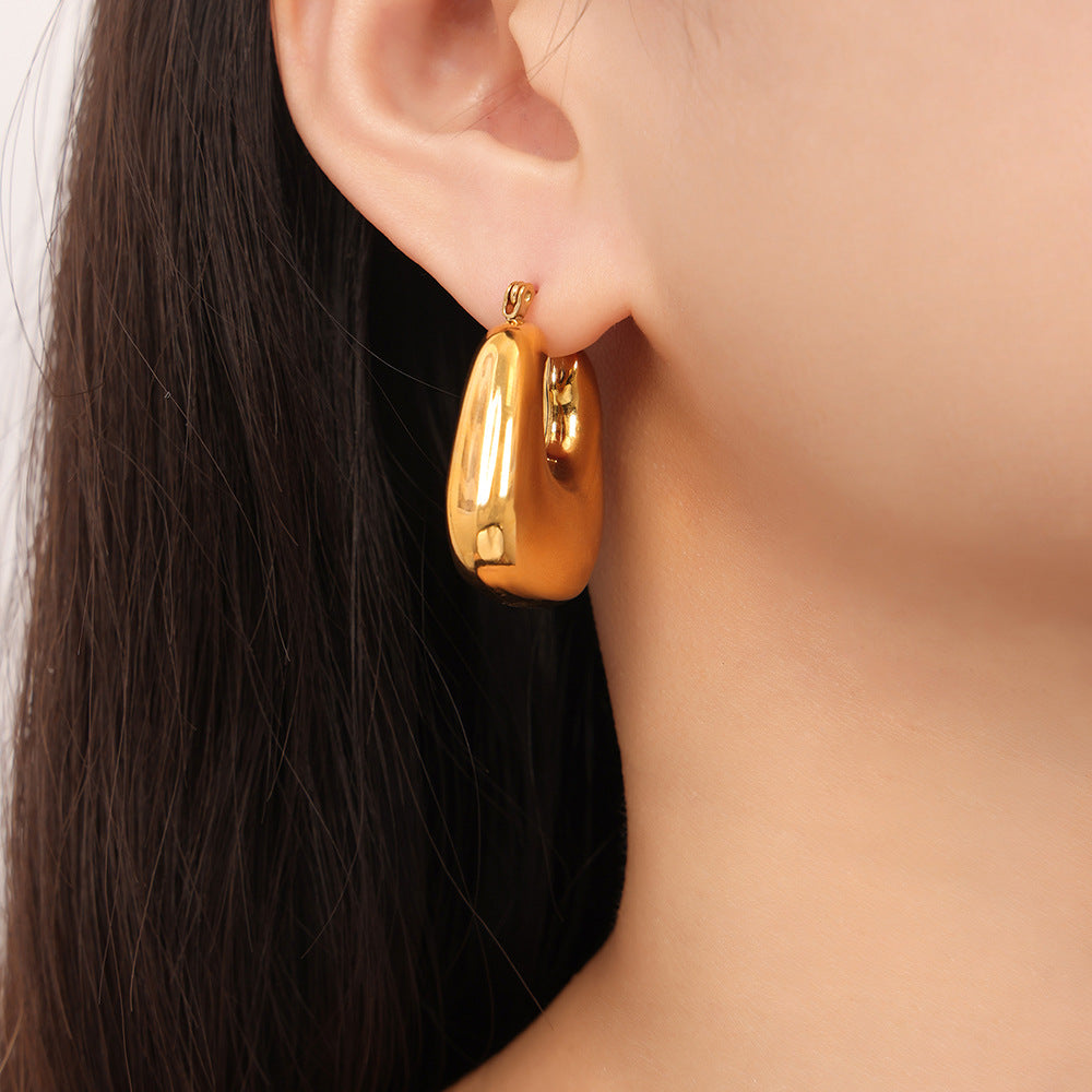 Stainless Steel Square Hoop Polished Earrings