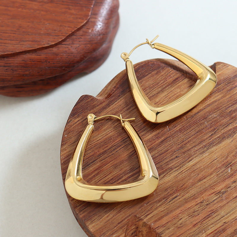 18K Gold PVD Stainless Steel Rectangular Hoop Earrings